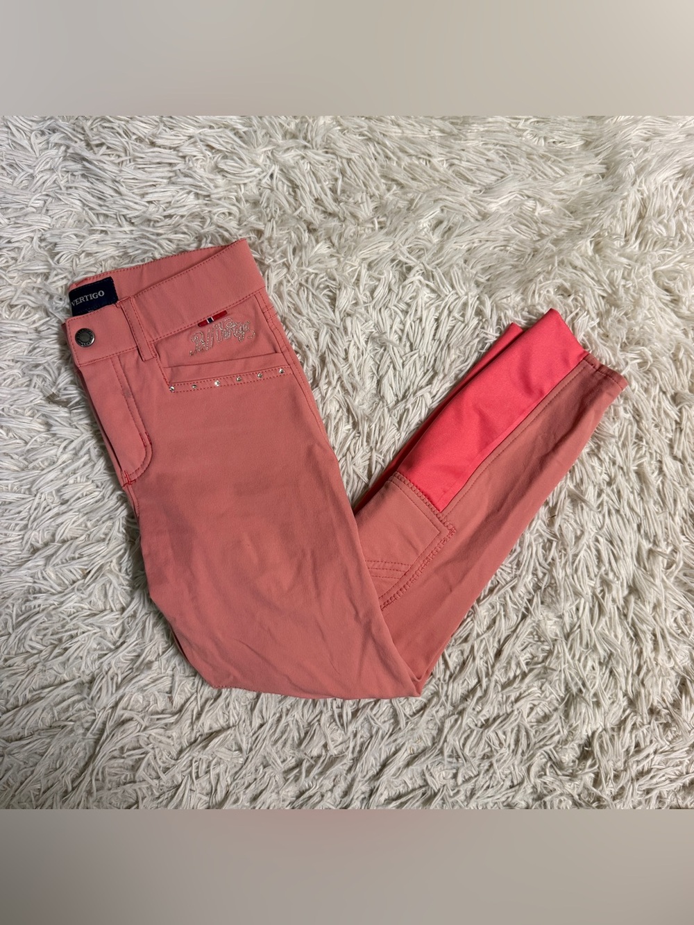 Child’s Large Pink B Vertigo Knee Patch Horseback Riding Breeches